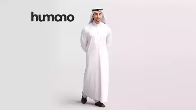 Humano Arab man in thobe walking - 2404-062-6703 3D model