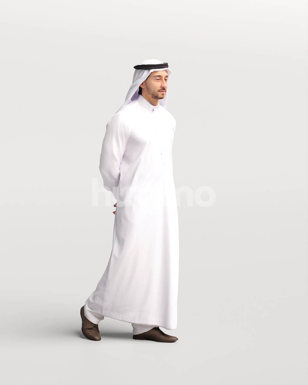Humano Arab man in thobe walking - 2404-062-6703 3D model_3