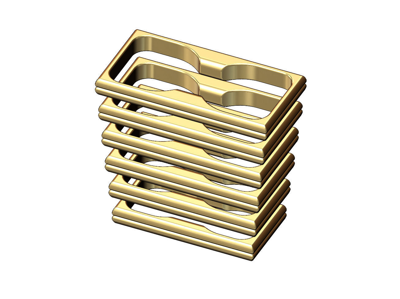 Double finger rounded split section square ring Us sizes 6to11 3D print model_2