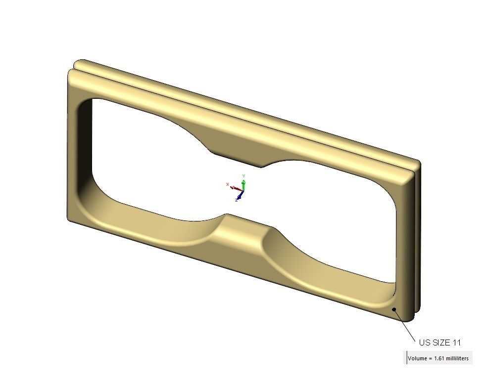 Double finger rounded split section square ring Us sizes 6to11 3D print model_12