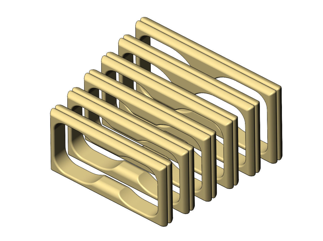 Double finger rounded split section square ring Us sizes 6to11 3D print model_4