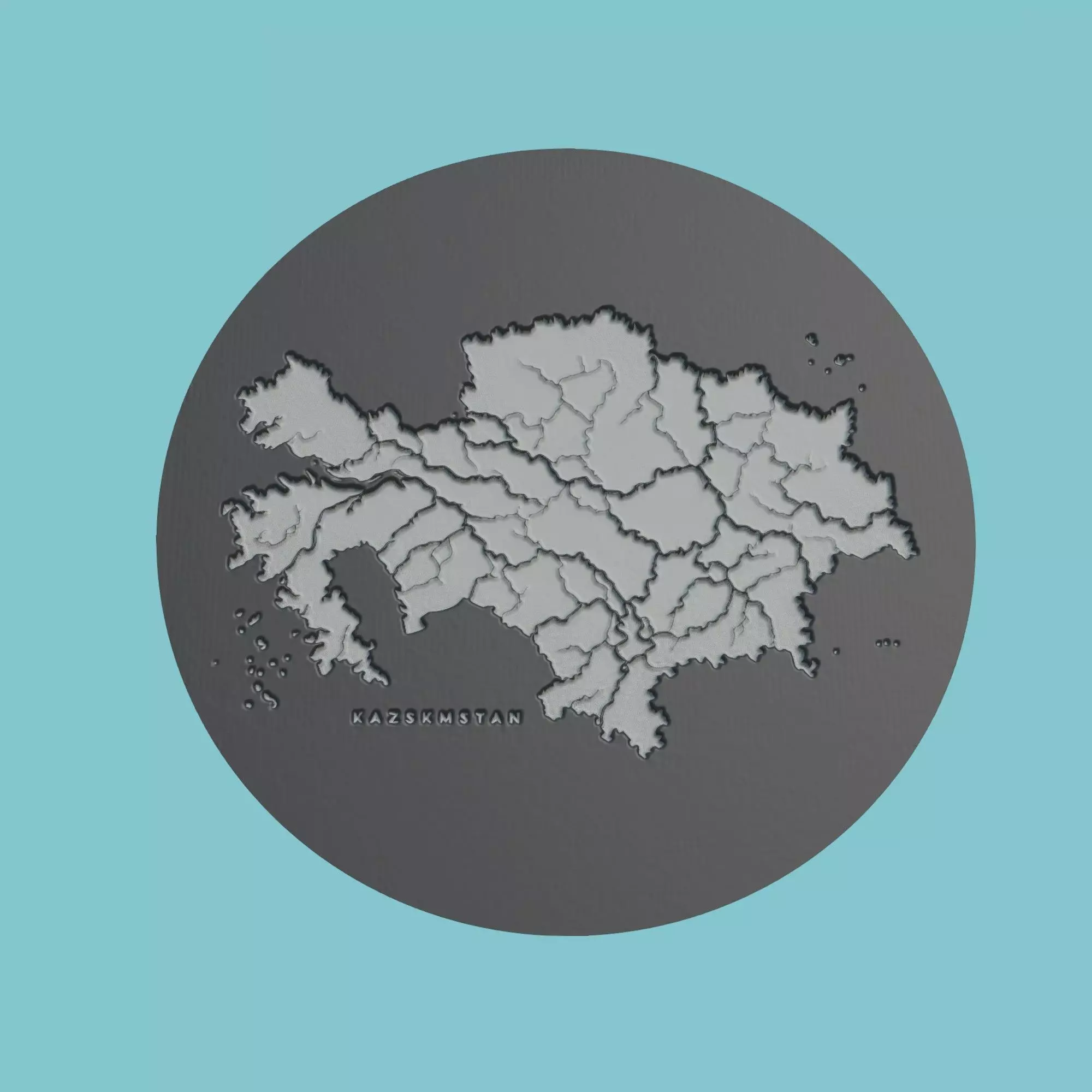 Kazakhstan Map Medallion Wall Art Printer 3D print model