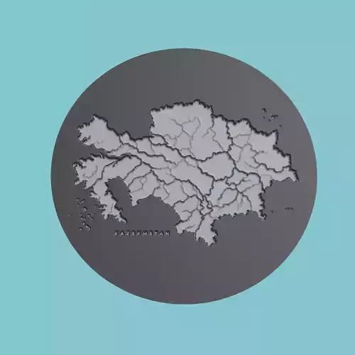 Kazakhstan Map Medallion Wall Art Printer