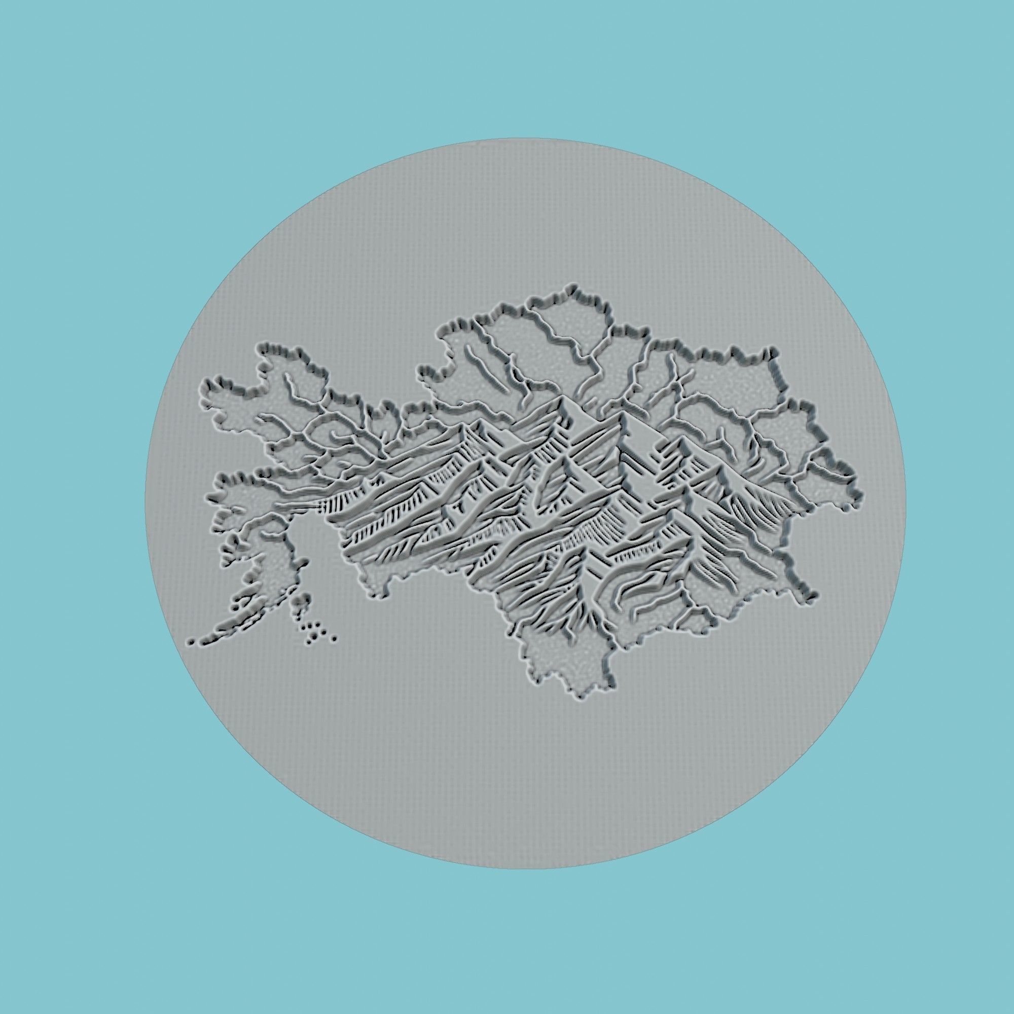 Kazakhstan Map Medallion Wall Art Printer 3D print model_2