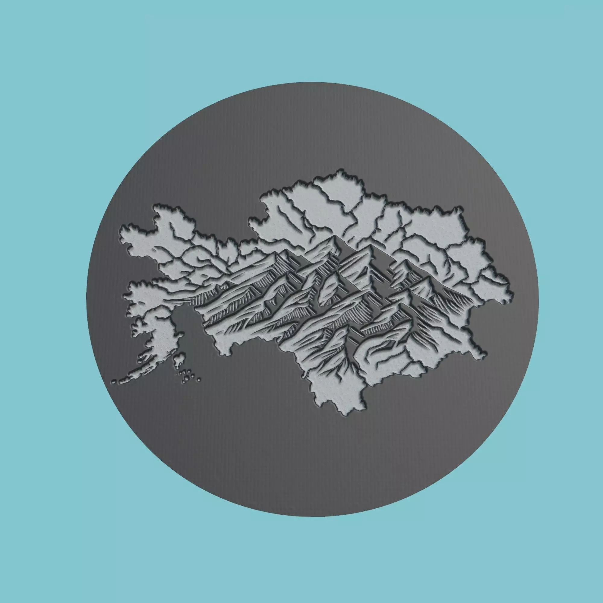 Kazakhstan Map Medallion Wall Art Printer 3D print model_0