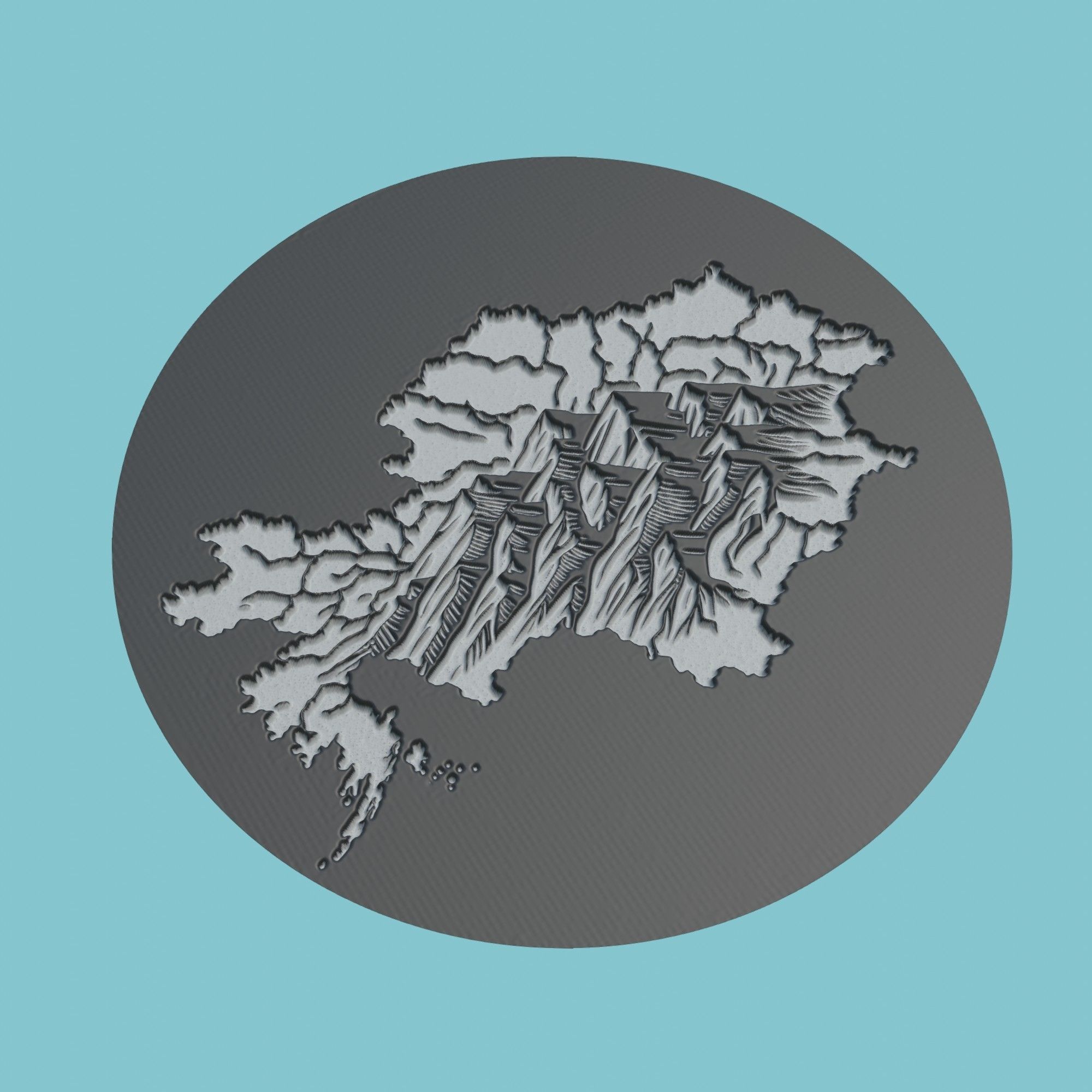 Kazakhstan Map Medallion Wall Art Printer 3D print model_1