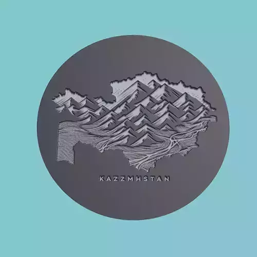 Kazakhstan Map Medallion Wall Art Printer