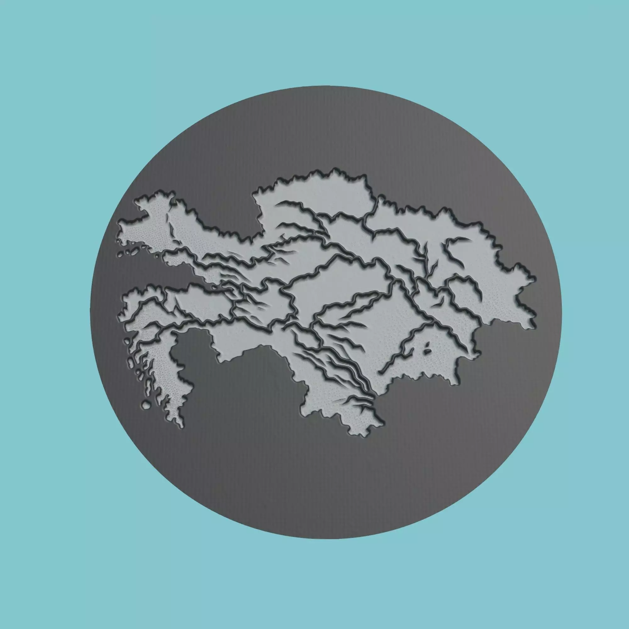 Kazakhstan Map Medallion Wall Art Printer 3D print model_0