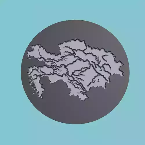 Kazakhstan Map Medallion Wall Art Printer