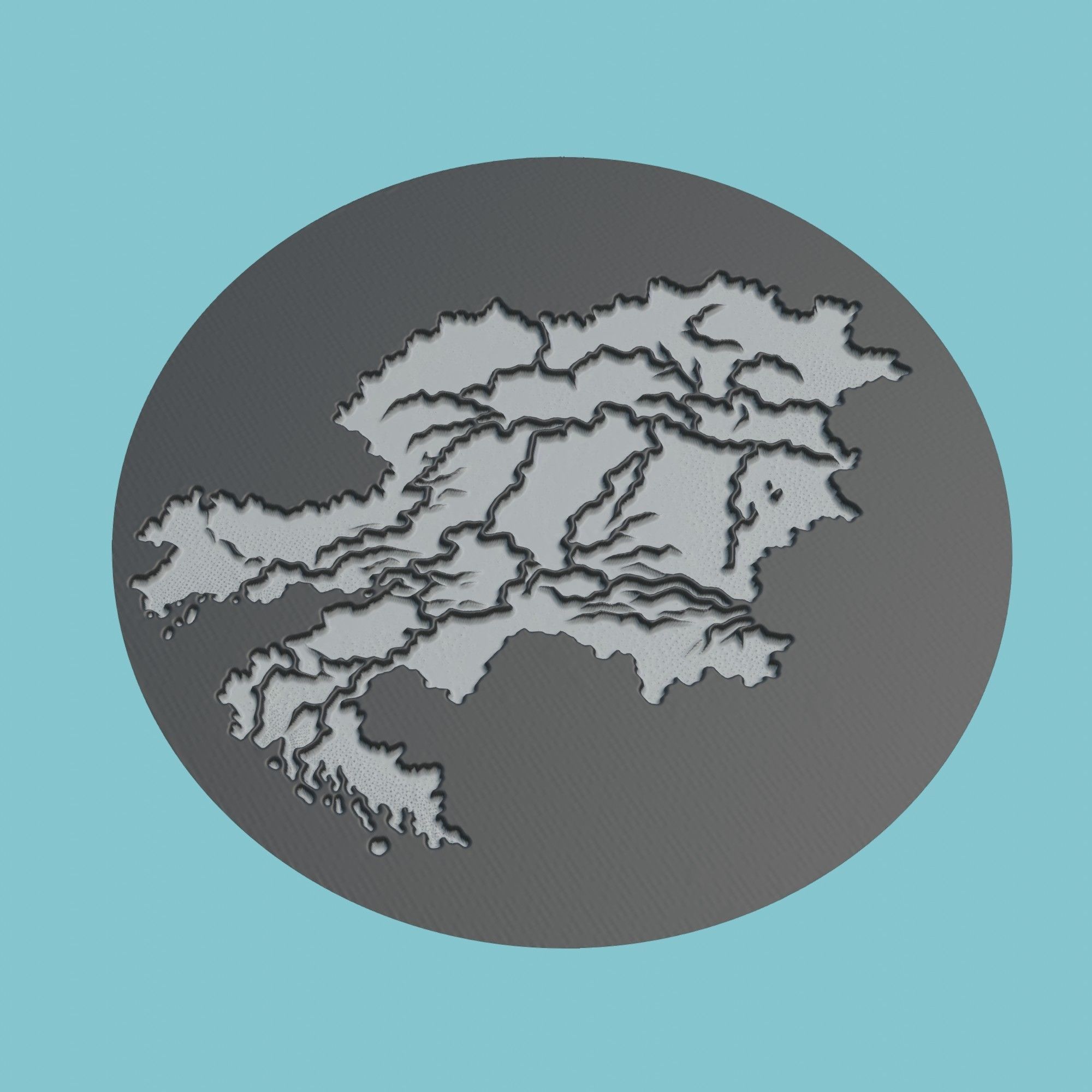 Kazakhstan Map Medallion Wall Art Printer 3D print model_1