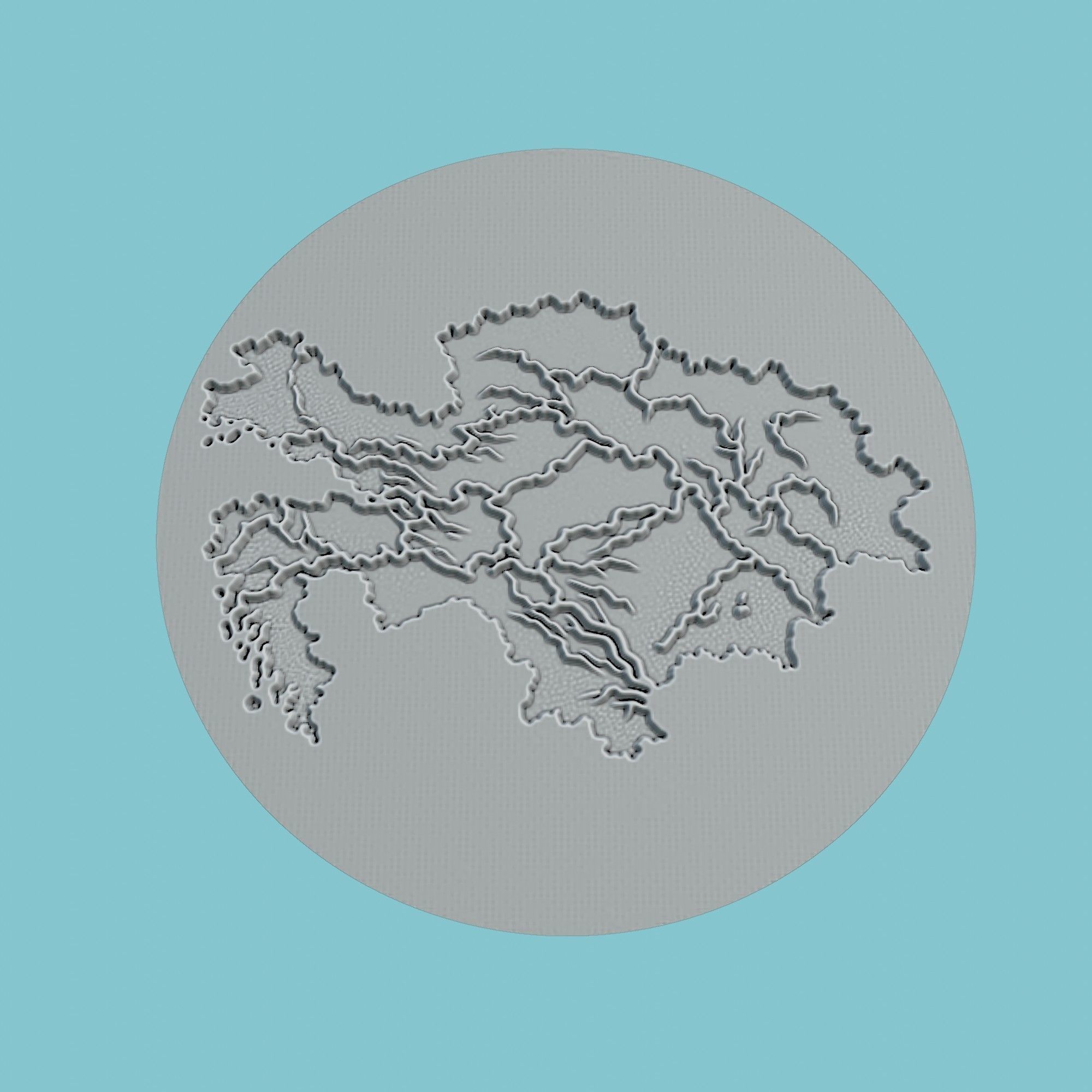 Kazakhstan Map Medallion Wall Art Printer 3D print model_2