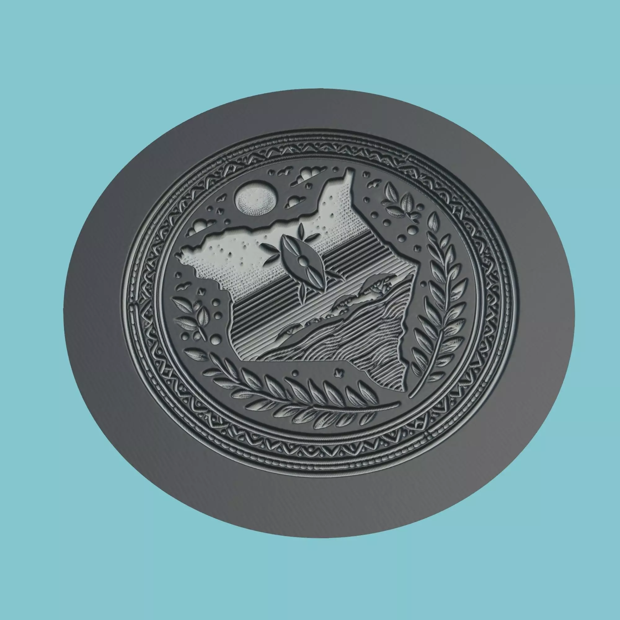 Kenya Map Medallion Wall Art Printer 3D print model_0