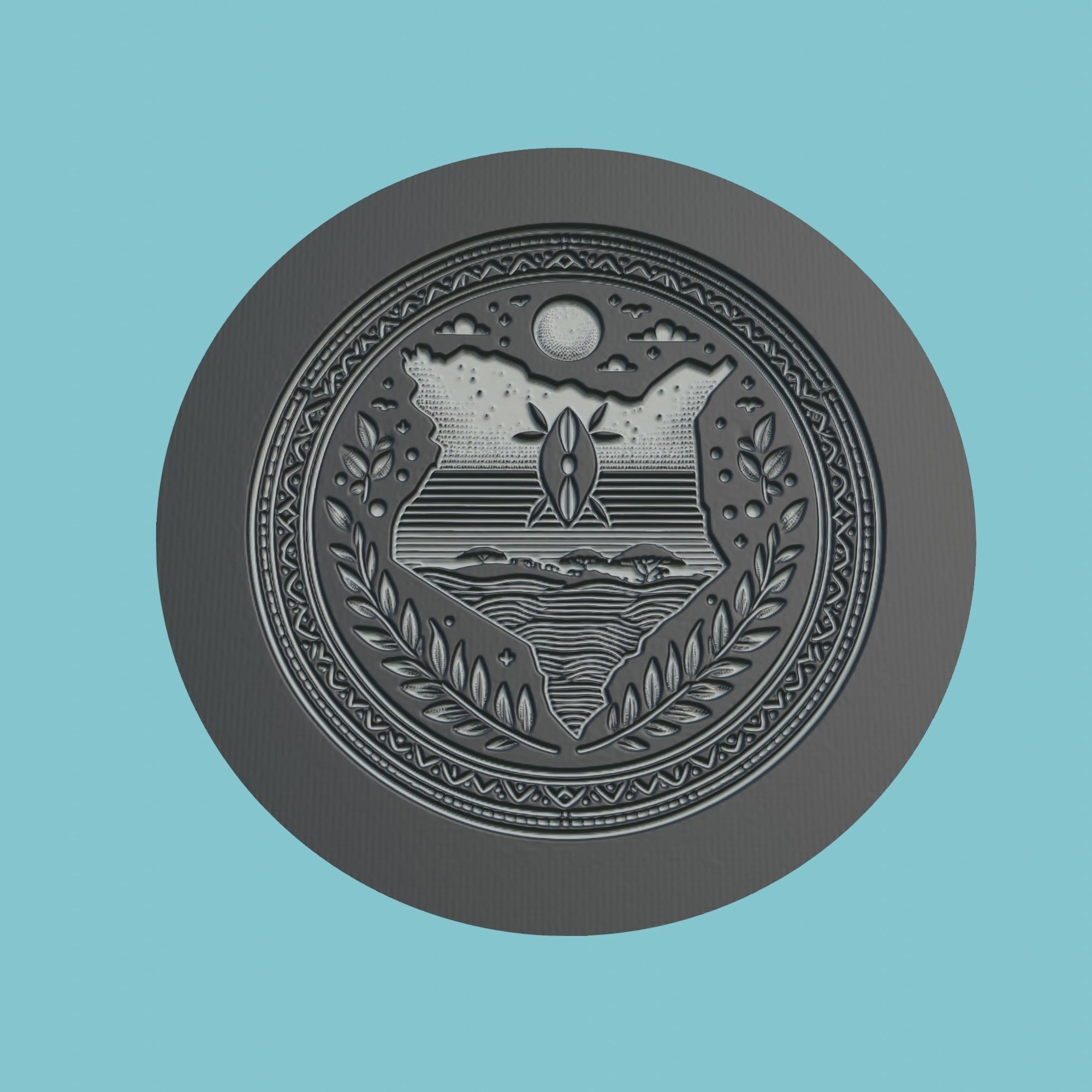 Kenya Map Medallion Wall Art Printer 3D print model_1