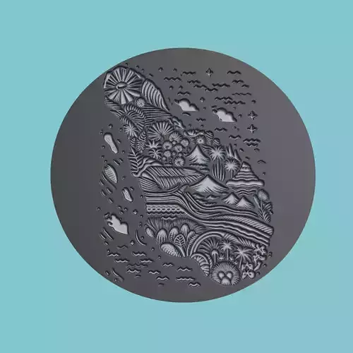 Kiribati Map Medallion Wall Art Printer