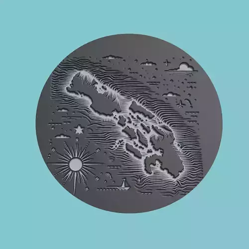 Kiribati Map Medallion Wall Art Printer