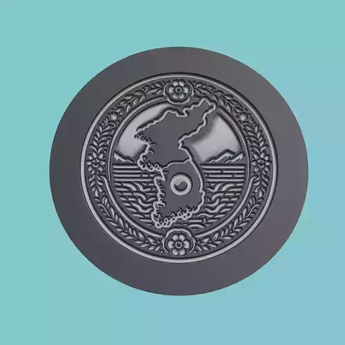 Korea North Map Medallion Wall Art Printer