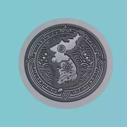 Korea North Map Medallion Wall Art Printer