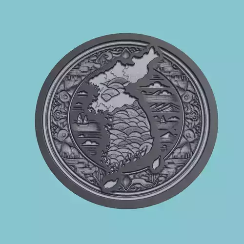 Korea South Map Medallion Wall Art Printer