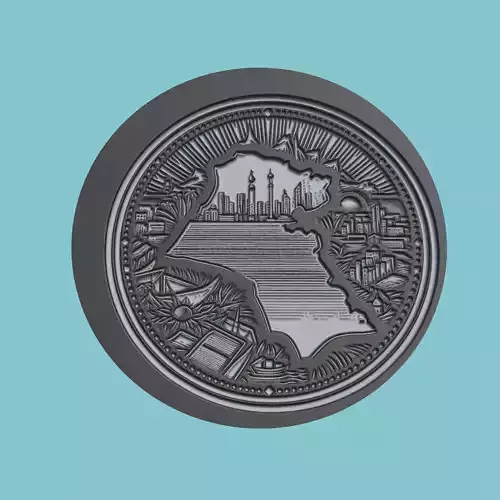 Kuwait Map Medallion Wall Art Printer