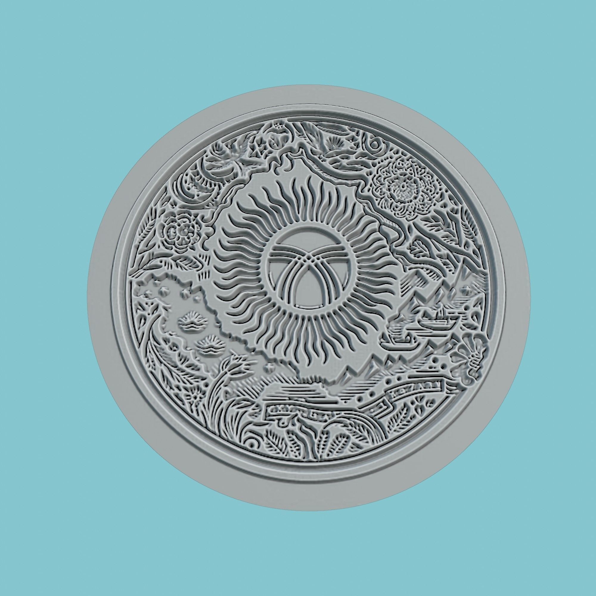 Kyrgyzstan Map Medallion Wall Art Printer 3D print model_2