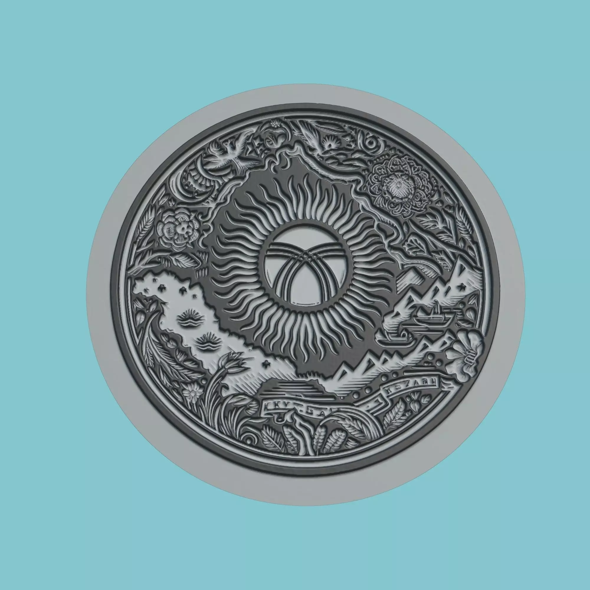 Kyrgyzstan Map Medallion Wall Art Printer 3D print model_0