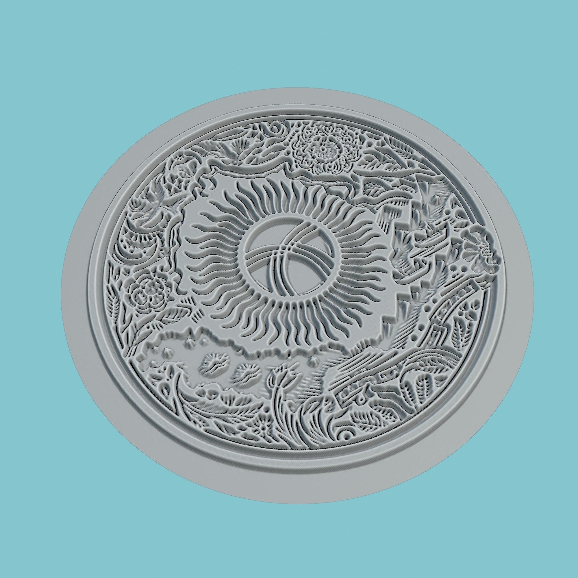 Kyrgyzstan Map Medallion Wall Art Printer 3D print model_3