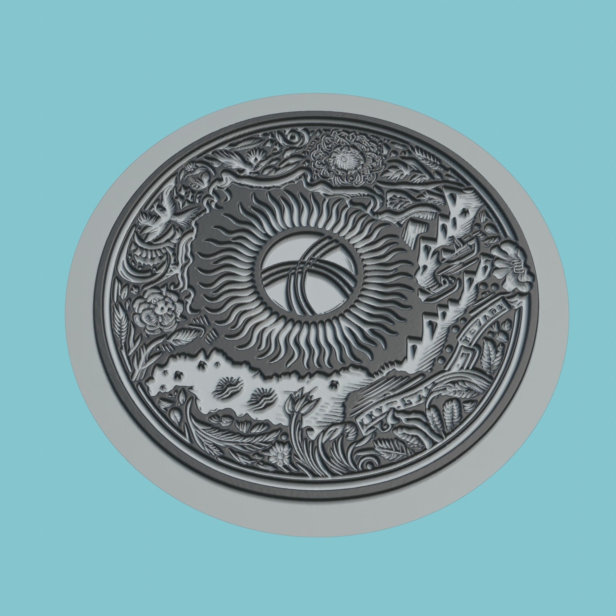 Kyrgyzstan Map Medallion Wall Art Printer 3D print model_1