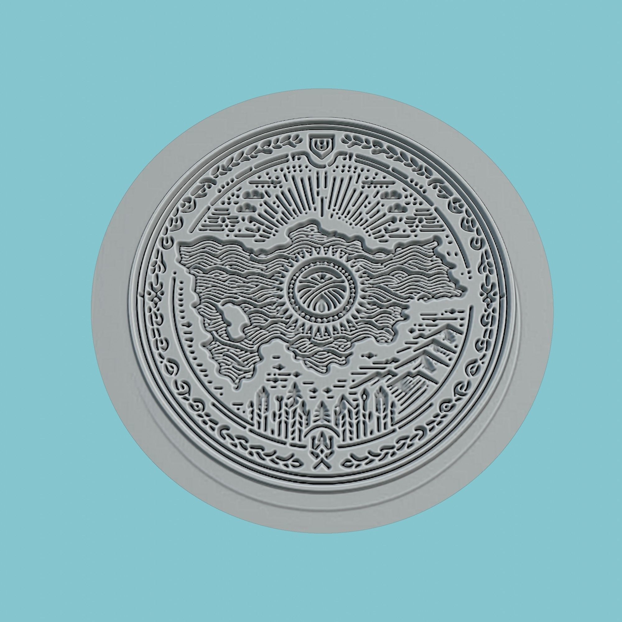 Kyrgyzstan Map Medallion Wall Art Printer 3D print model_2
