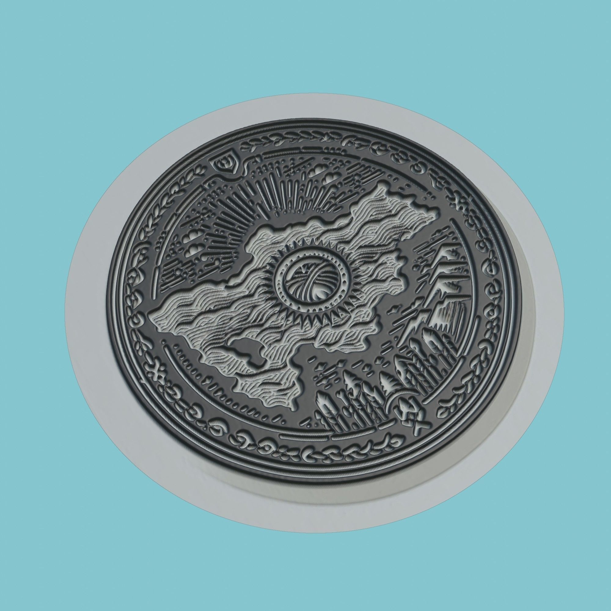 Kyrgyzstan Map Medallion Wall Art Printer 3D print model_1