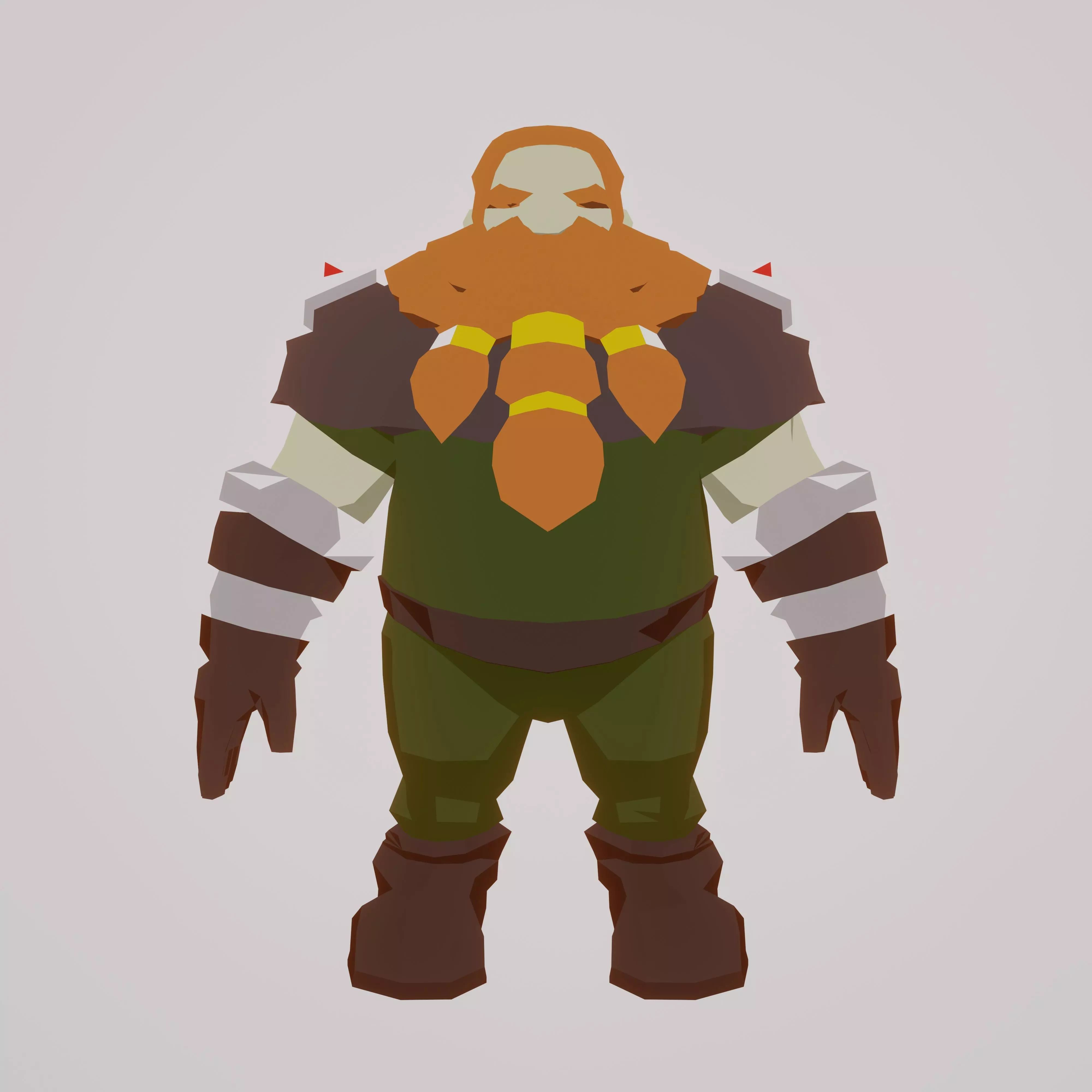 Dwarf -  low-poly fantasy rigged model with anime materials Low-poly 3D model_0