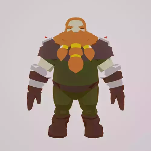 Dwarf -  low-poly fantasy rigged model with anime materials Low-poly 3D model
