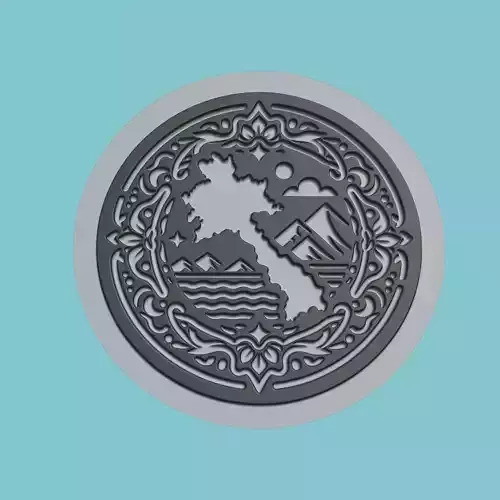 Laos Map Medallion Wall Art Printer