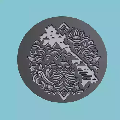 Laos Map Medallion Wall Art Printer