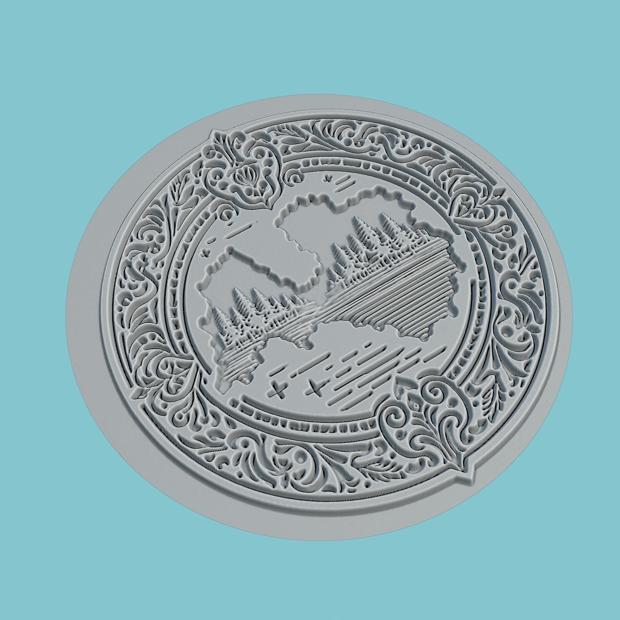 Latvia Map Medallion Wall Art Printer 3D print model_3