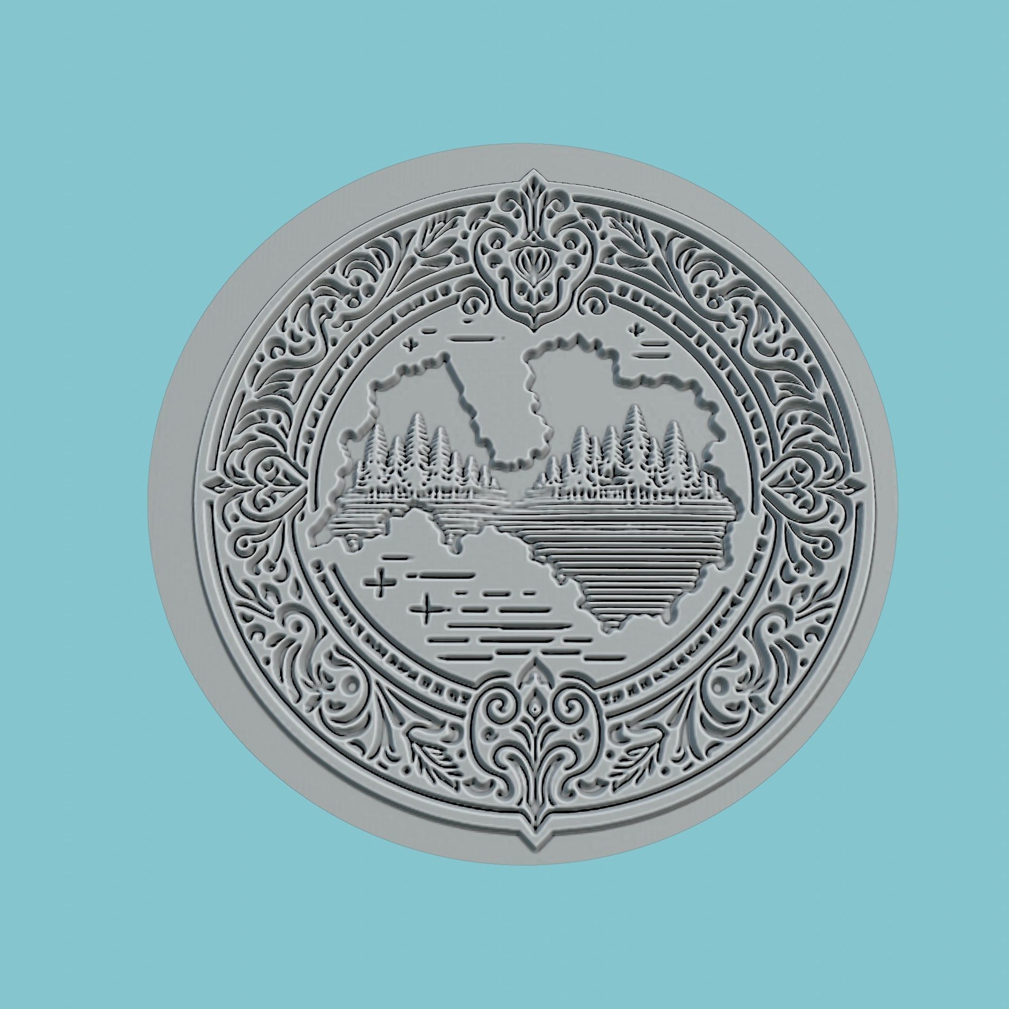 Latvia Map Medallion Wall Art Printer 3D print model_2
