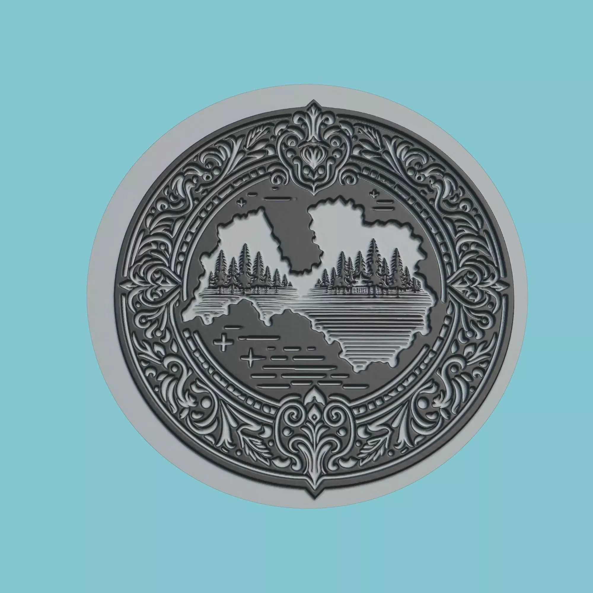 Latvia Map Medallion Wall Art Printer 3D print model_0