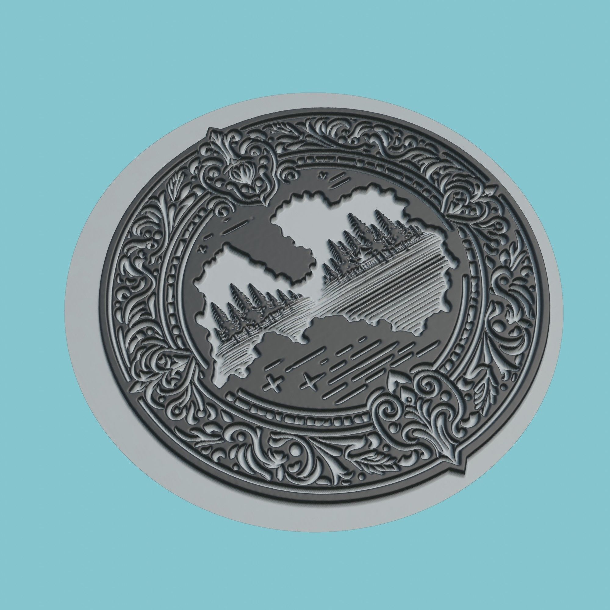 Latvia Map Medallion Wall Art Printer 3D print model_1