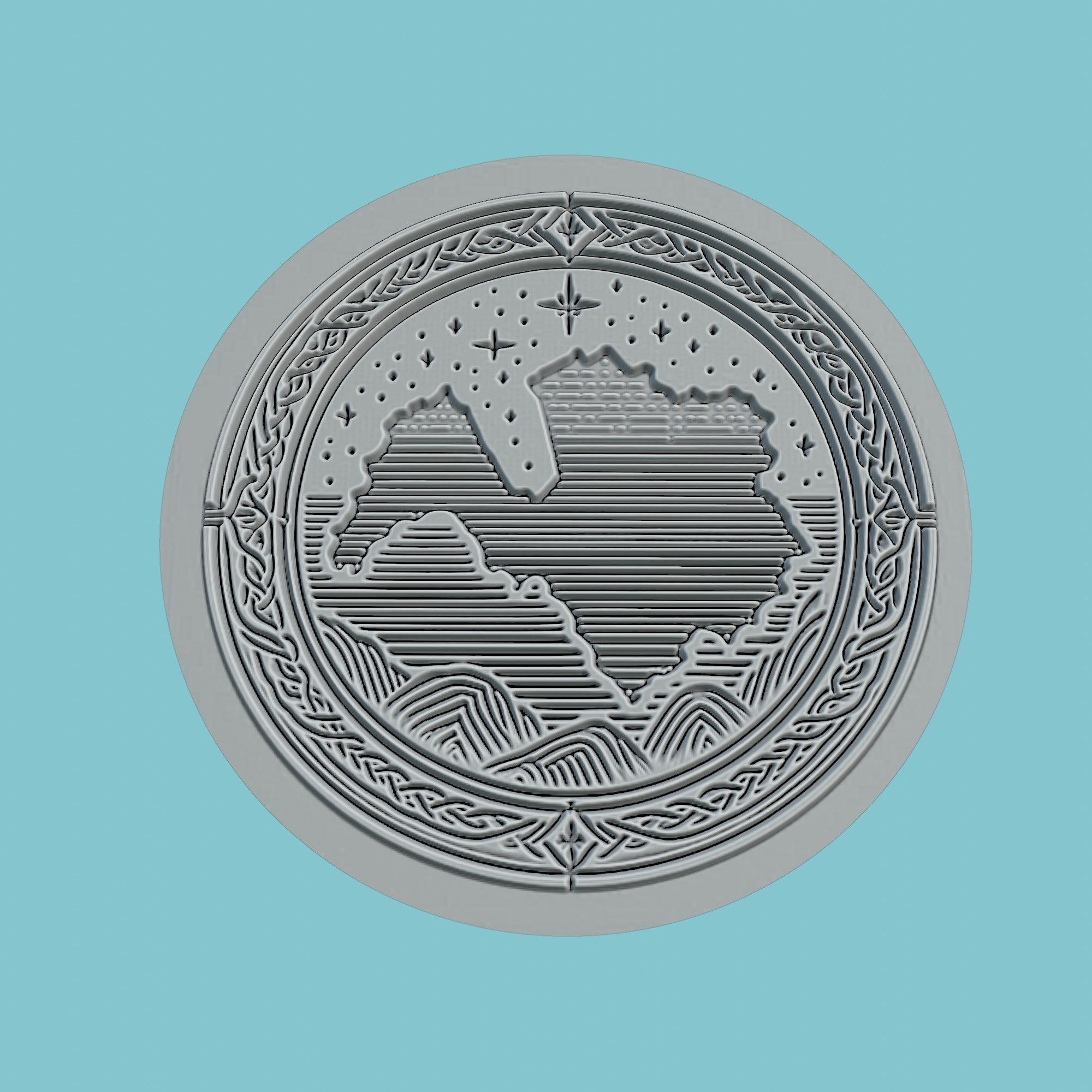 Latvia Map Medallion Wall Art Printer 3D print model_2