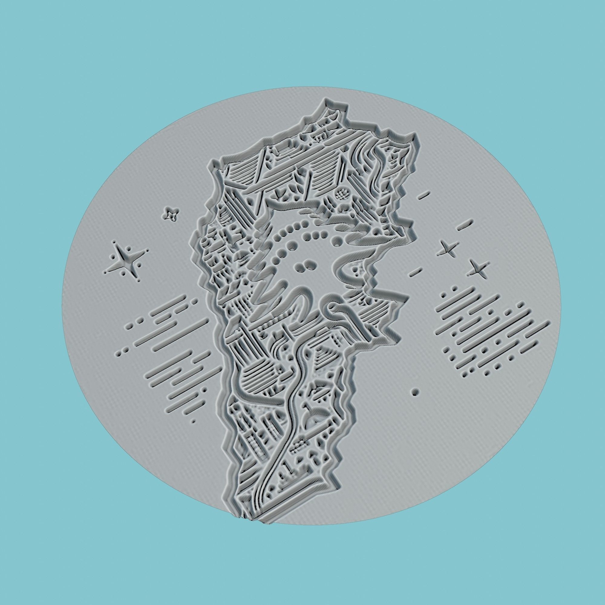 Lebanon Map Medallion Wall Art Printer 3D print model_3