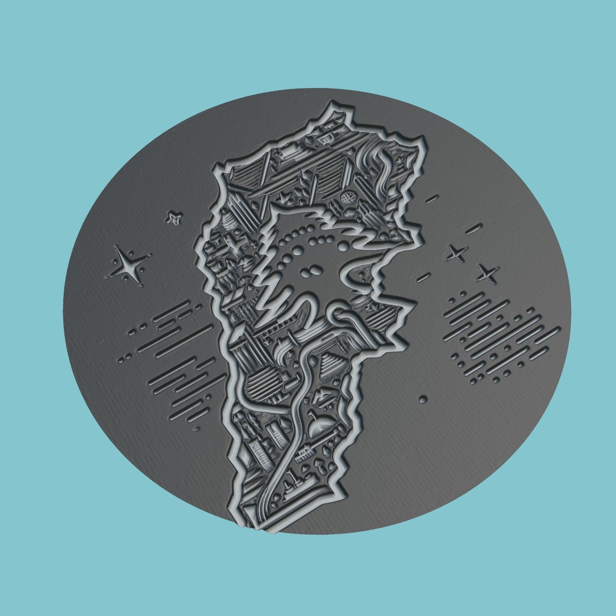 Lebanon Map Medallion Wall Art Printer 3D print model_1