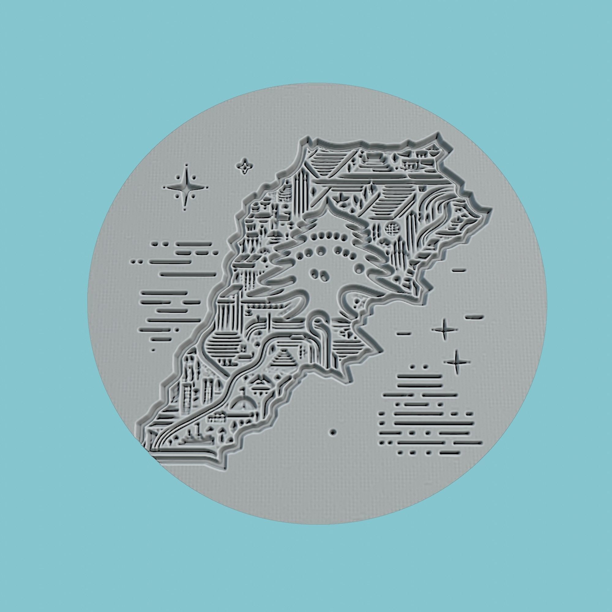 Lebanon Map Medallion Wall Art Printer 3D print model_2
