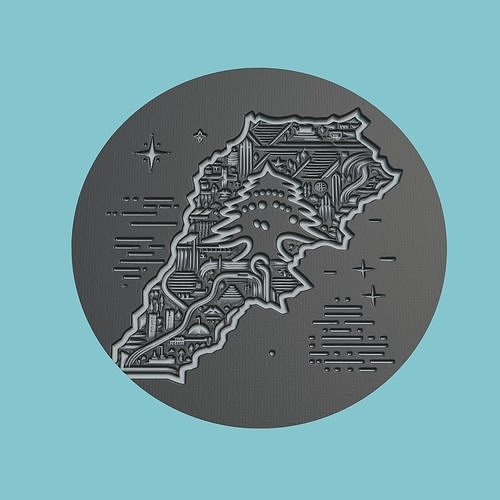 Lebanon Map Medallion Wall Art Printer 3D print model