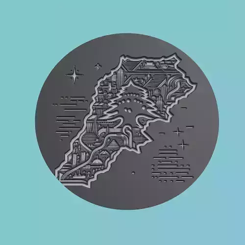 Lebanon Map Medallion Wall Art Printer
