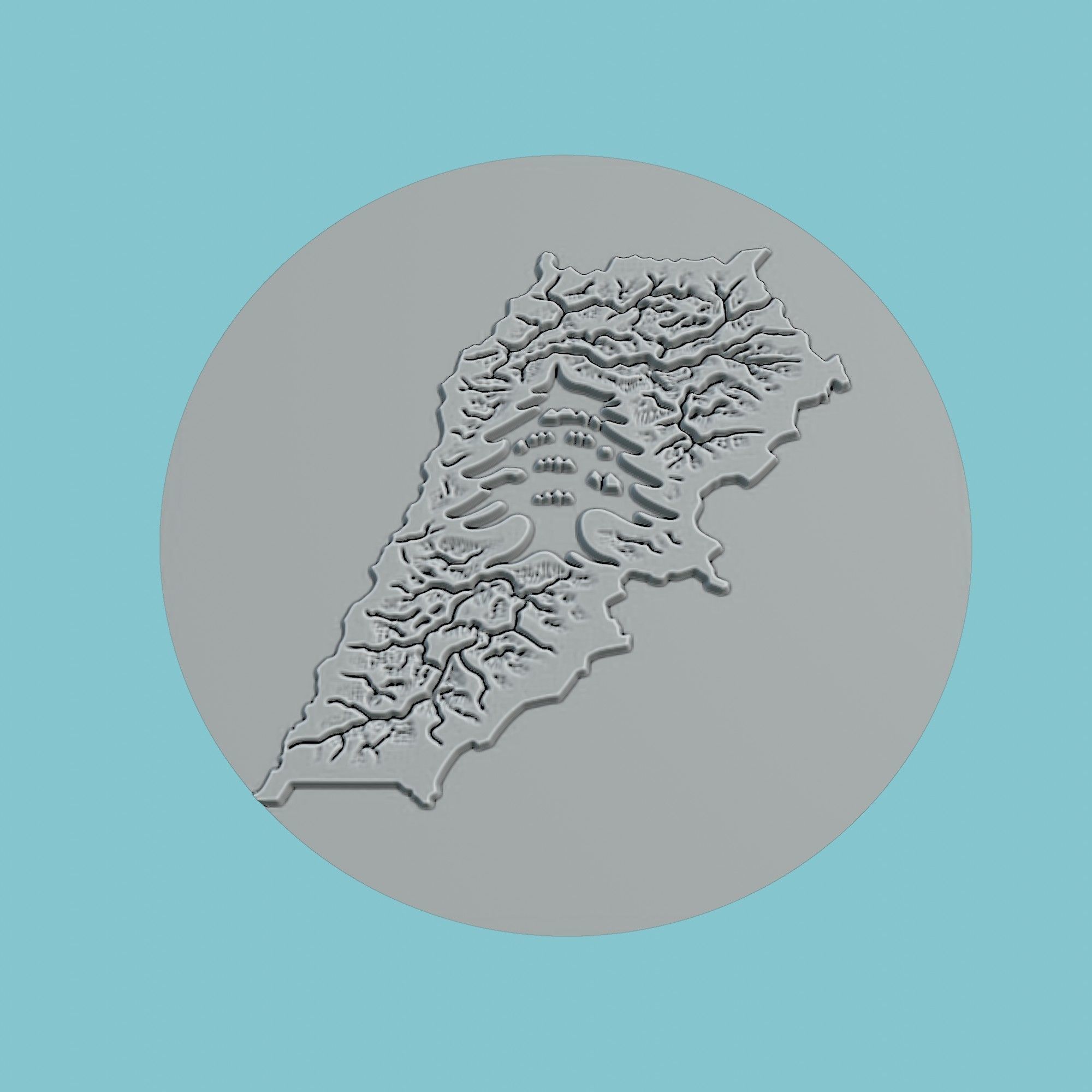Lebanon Map Medallion Wall Art Printer 3D print model_2