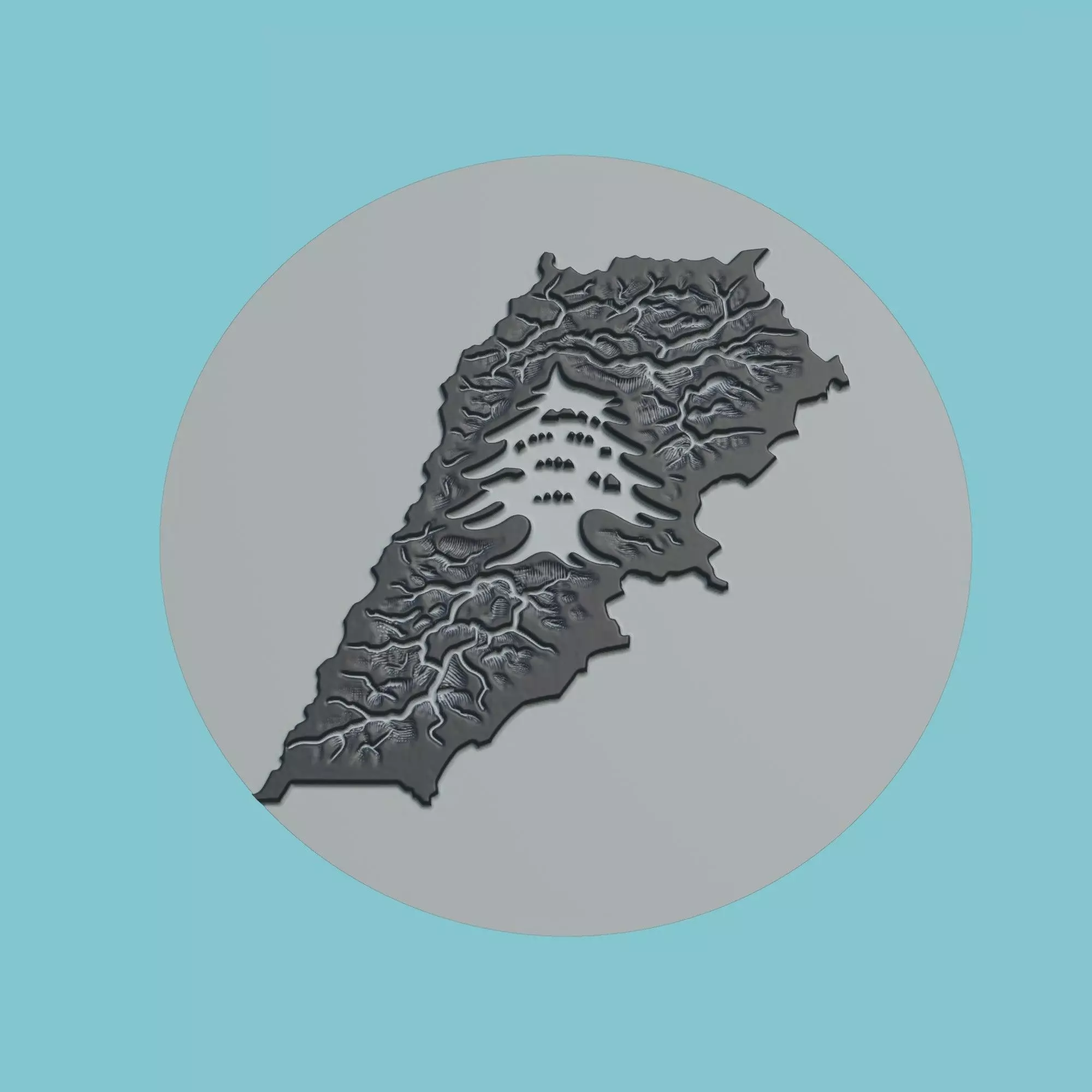 Lebanon Map Medallion Wall Art Printer 3D print model_0