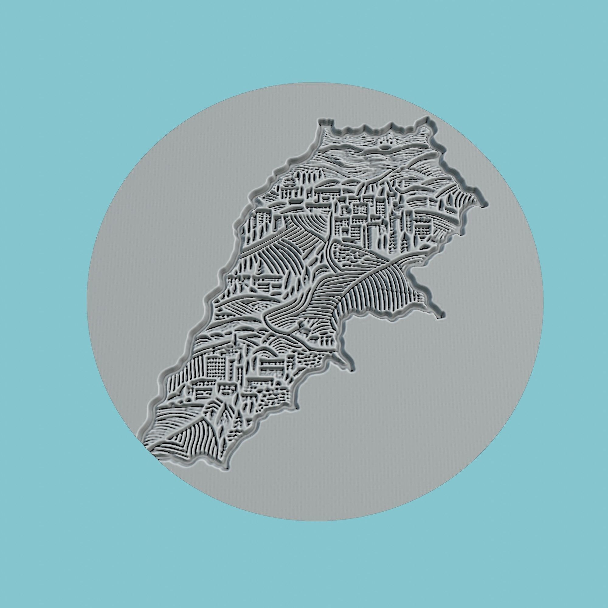 Lebanon Map Medallion Wall Art Printer 3D print model_2