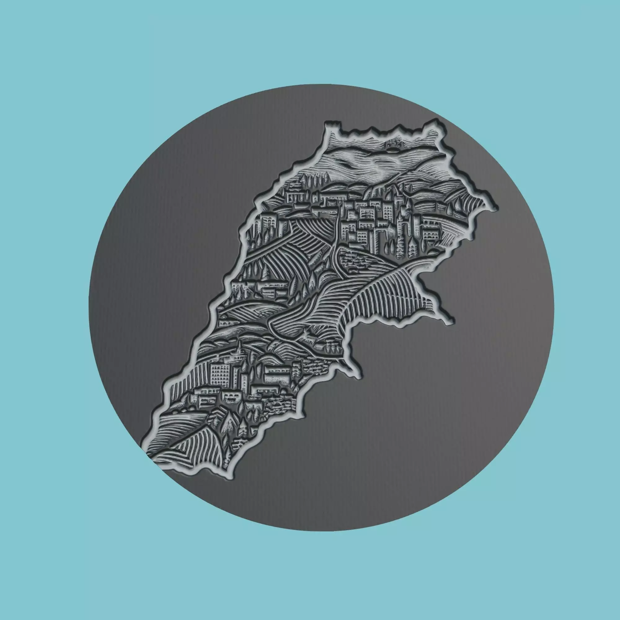Lebanon Map Medallion Wall Art Printer 3D print model_0