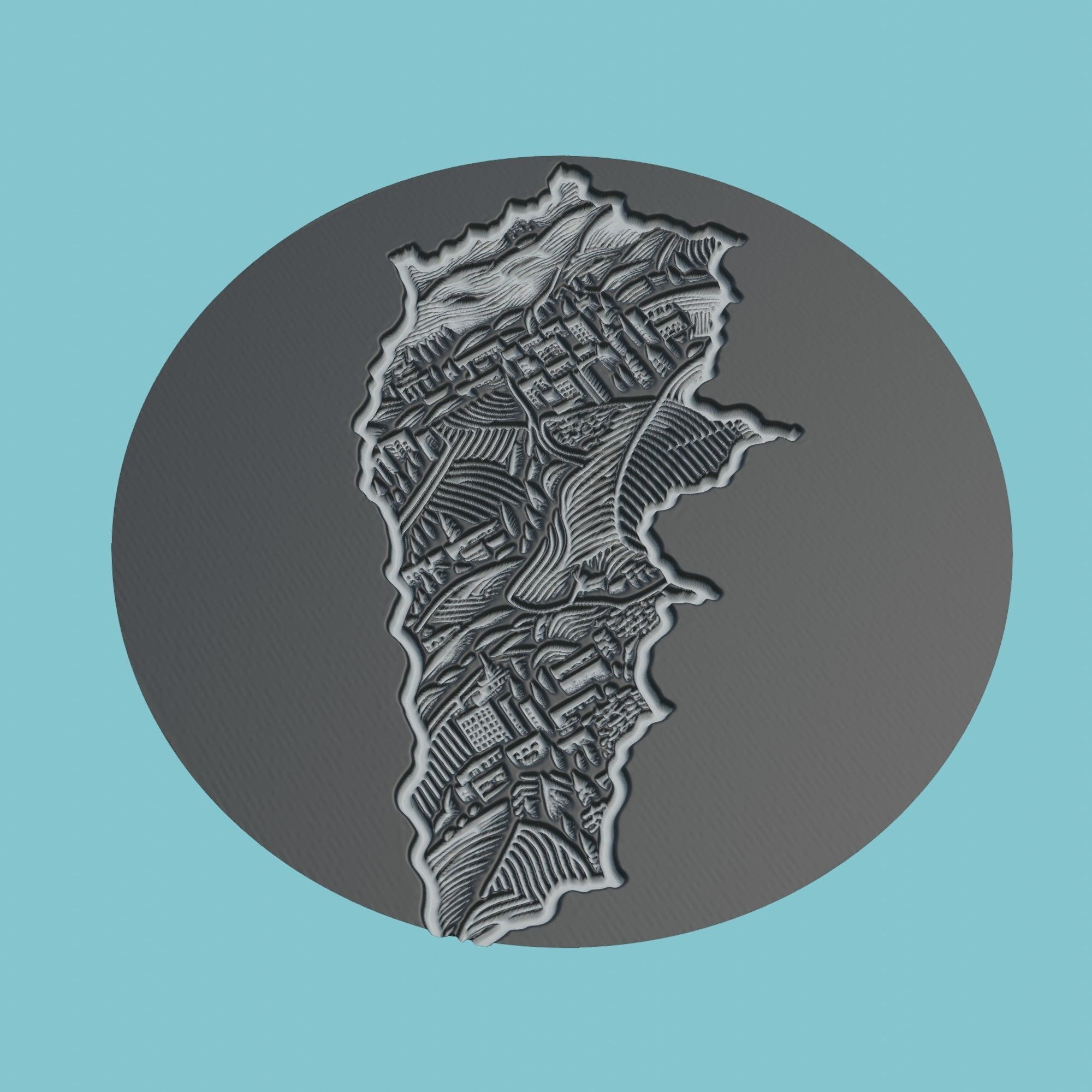Lebanon Map Medallion Wall Art Printer 3D print model_1
