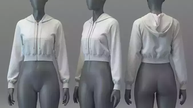 Crop Zipper Hood 3D model