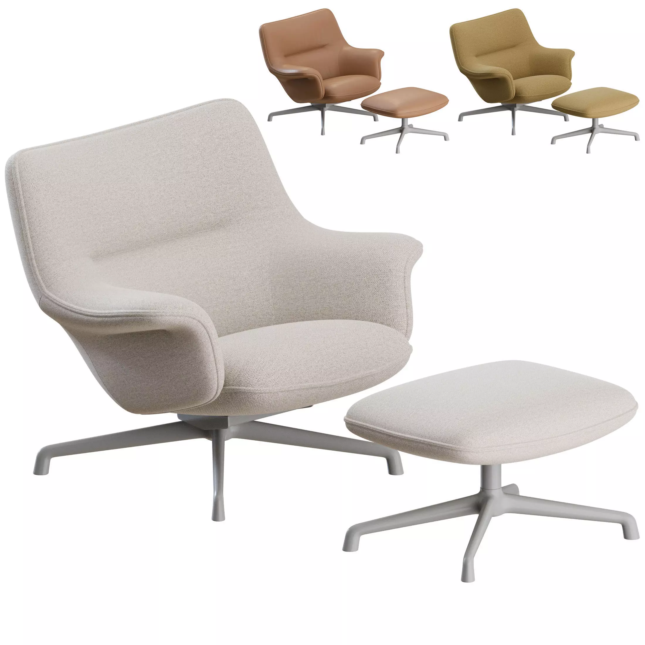 Doze Lounge Chair Low Back Swivel by Muuto 3D model_0